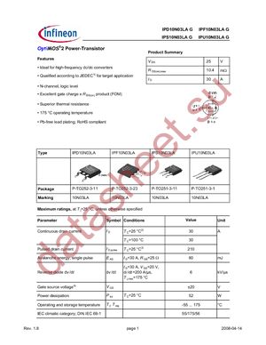 IPD10N03LA G datasheet  